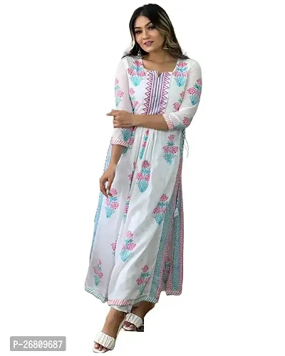 Stylish White Rayon Kurta With Bottom Wear Set For Women-thumb0