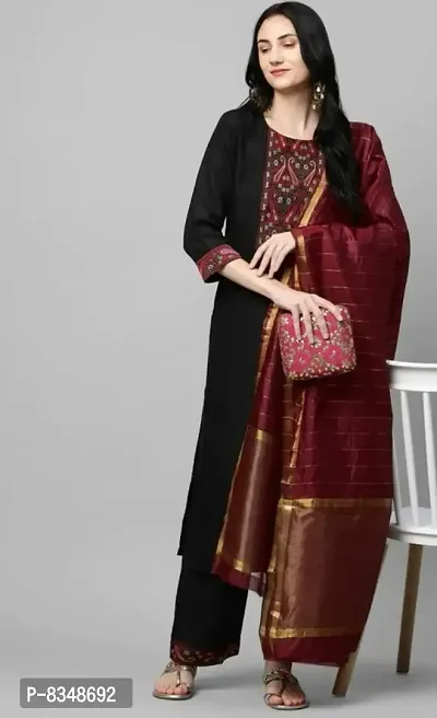 Beautiful Handloom Cotton Fabric Kurta Set With Dupatta-thumb0