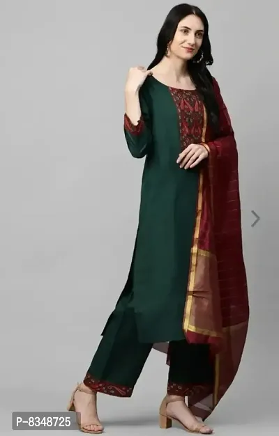 Beautiful Handloom Cotton Fabric Kurta Set With Dupatta