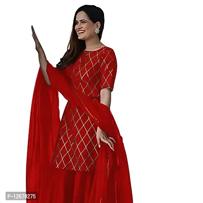 Stylish Rayon Kurta, Bottom and Dupatta Set For Women-thumb3