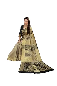 ABHI D DESIGN Women's Banarasi Silk Blend Saree With Unstitched Blouse Piece (black)-thumb3