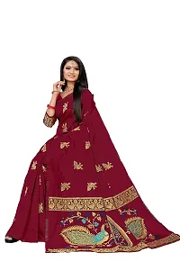 ADD ABHI D DESIGN Women's Jacquard Woven Kanjivaram Art Silk Banarasi Saree with Blouse Piece (Maroon)-thumb2