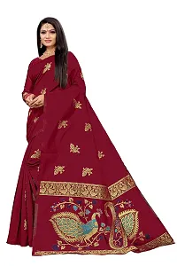 ADD ABHI D DESIGN Women's Jacquard Woven Kanjivaram Art Silk Banarasi Saree with Blouse Piece (Maroon)-thumb1