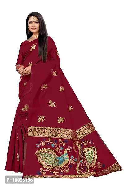 ADD ABHI D DESIGN Women's Jacquard Woven Kanjivaram Art Silk Banarasi Saree with Blouse Piece (Maroon)-thumb2