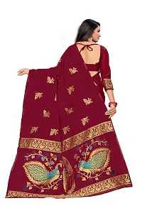 ADD ABHI D DESIGN Women's Jacquard Woven Kanjivaram Art Silk Banarasi Saree with Blouse Piece (Maroon)-thumb3