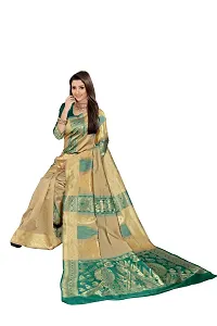 ABHI D DESIGN Women's Banarasi Silk Blend Saree With Unstitched Blouse Piece (green)-thumb3