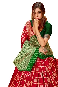 ABHI D DESIGN Women's Banarasi Silk Saree With Blouse Piece (red)-thumb3