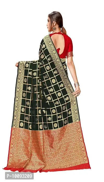 ABHI D DESIGN Women's Banarasi Silk Saree With Blouse Piece (black)-thumb2