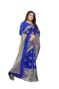 ABHI D DESIGN Women's Banarasi Silk Saree With Blouse Piece (royal blue)-thumb1