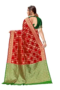 ABHI D DESIGN Women's Banarasi Silk Saree With Blouse Piece (red)-thumb1