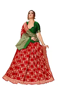 ABHI D DESIGN Women's Banarasi Silk Saree With Blouse Piece (red)-thumb2