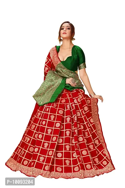 ABHI D DESIGN Women's Banarasi Silk Saree With Blouse Piece (red)-thumb3
