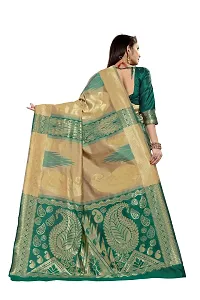 ABHI D DESIGN Women's Banarasi Silk Blend Saree With Unstitched Blouse Piece (green)-thumb2