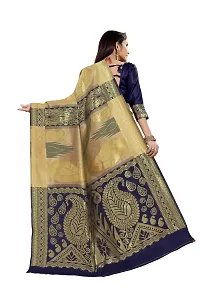 ABHI D DESIGN Women's Banarasi Silk Blend Saree With Unstitched Blouse Piece (blue)-thumb2