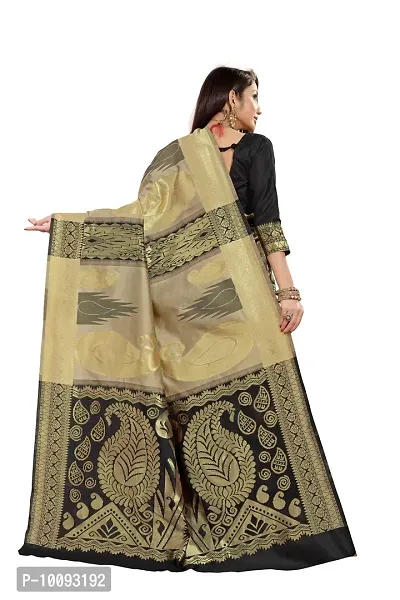 ABHI D DESIGN Women's Banarasi Silk Blend Saree With Unstitched Blouse Piece (black)-thumb3