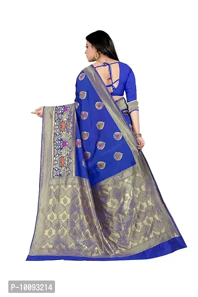 ABHI D DESIGN Women's Banarasi Silk Saree With Blouse Piece (royal blue)-thumb3