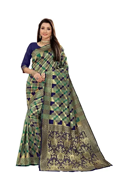 Stylish Banarasi Silk Jacquard Saree With Blouse Piece For Women