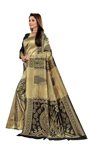 ABHI D DESIGN Women's Banarasi Silk Blend Saree With Unstitched Blouse Piece (black)-thumb1