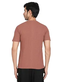 Reliable Brown Cotton Blend Solid T-Shirt For Men-thumb1