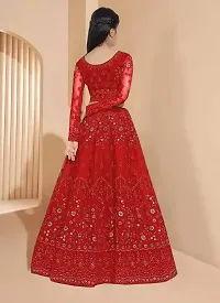 Stylish Red Net Lehenga Cholis For Girls-thumb1