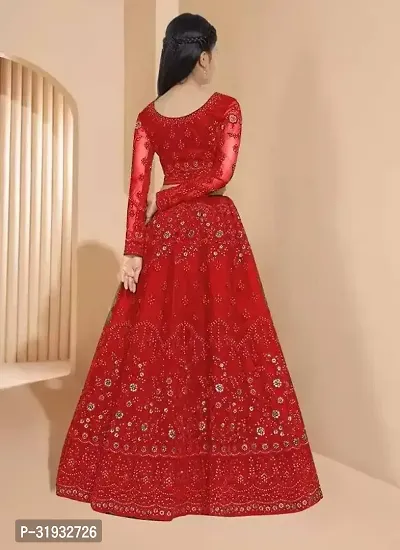 Stylish Red Net Lehenga Cholis For Girls-thumb2