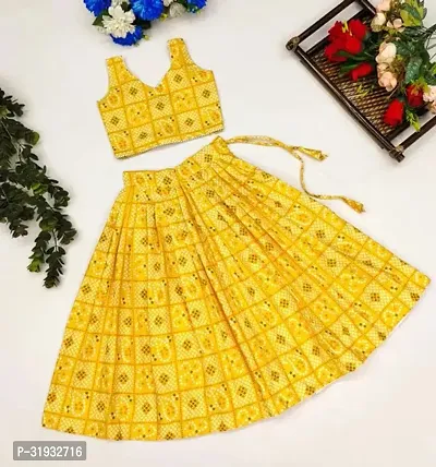 Stylish Yellow Rayon Lehenga Cholis For Girls