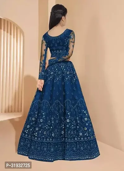 Stylish Blue Net Lehenga Cholis For Girls-thumb2