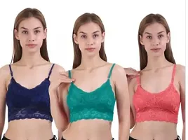 Stylish Multicoloured Net Bra For Women Pack Of 3-thumb1