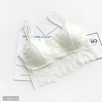 Stylish White Net Solid Lightly Padded Bra For Women-thumb2