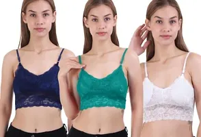 Stylish Multicoloured Net Bra For Women Pack Of 3-thumb1