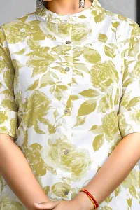 Beautiful Straight Green Floral Print Cotton Blend Kurta For Women-thumb3