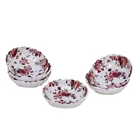 Melamine Crockery Melamine Floral Bowl (200 ml Each, White) -Set of 6 Pcs-thumb2