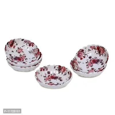 Melamine Crockery Melamine Floral Bowl (200 ml Each, White) -Set of 6 Pcs-thumb3