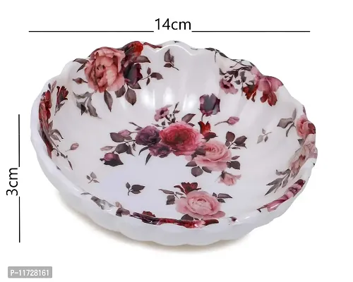 Melamine Crockery Melamine Floral Bowl (200 ml Each, White) -Set of 6 Pcs-thumb4