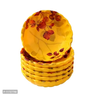 Melamine Crockery Bowl( 200 ml Each, Set of 6 Pcs) Yellow Red Leaf-thumb2