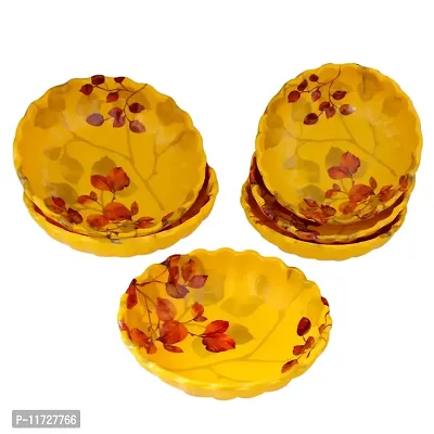 Melamine Crockery Bowl( 200 ml Each, Set of 6 Pcs) Yellow Red Leaf-thumb3