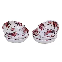 Melamine Crockery Melamine Floral Bowl (200 ml Each, White) -Set of 6 Pcs-thumb1