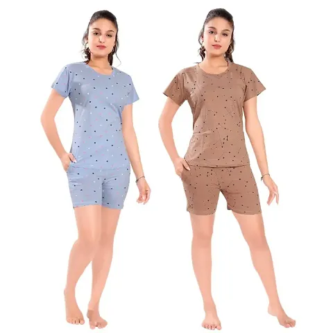 Must Have Cotton Hosiery Top And Shorts Set Women's Nightwear 