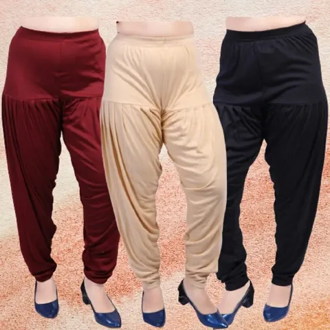 Womens Casual Solid Harem/Patiala Pants (Pack of 3)