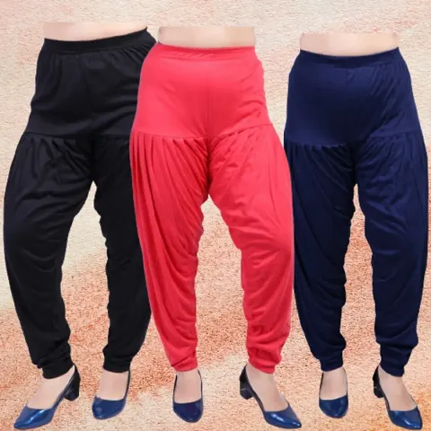 Womens Casual Solid Harem/Patiala Pants (Pack of 3)