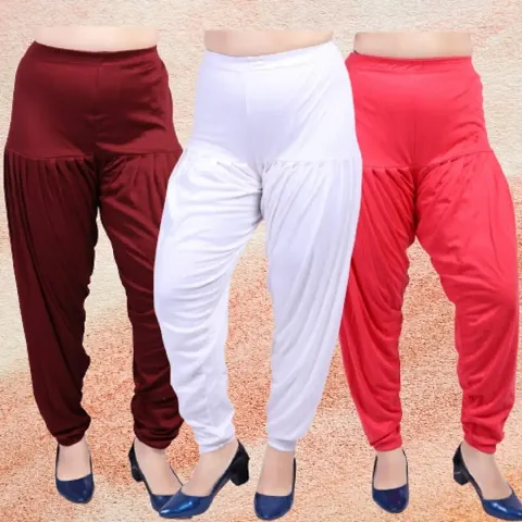 Womens Casual Solid Harem/Patiala Pants (Pack of 3)