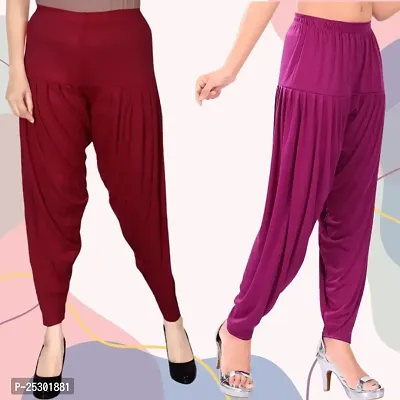 Womens Casual Solid Harem/Patiala Pants (Pack of 2)