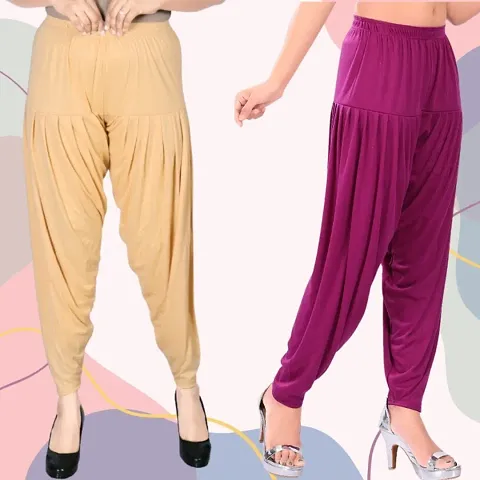 Womens Casual Solid Harem/Patiala Pants (Pack of 2)