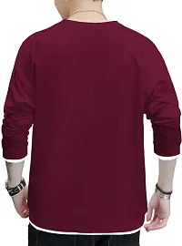 Stylish Maroon Cotton Blend Tees For Men-thumb1