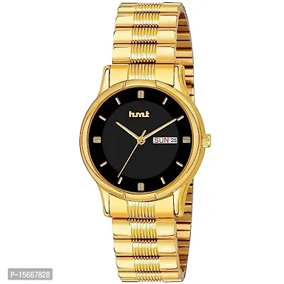 HMT BLACK DIAL DAY AND DATE BASED Gold Cain 3007 FOR MEN'S-thumb0