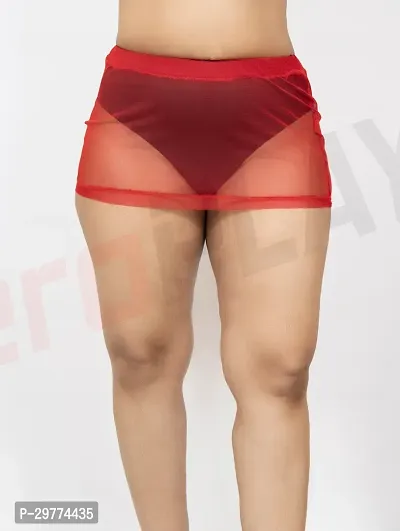 Red Mini Mesh Tube Skirt Sheer Material Perfect for Beach or Date Night-thumb3