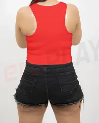 Trendy Red Cotton Solid Sleeveless Crop Top For Women-thumb1