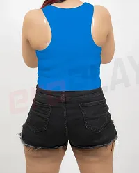 Trendy Blue Cotton Solid Sleeveless Crop Top For Women-thumb3