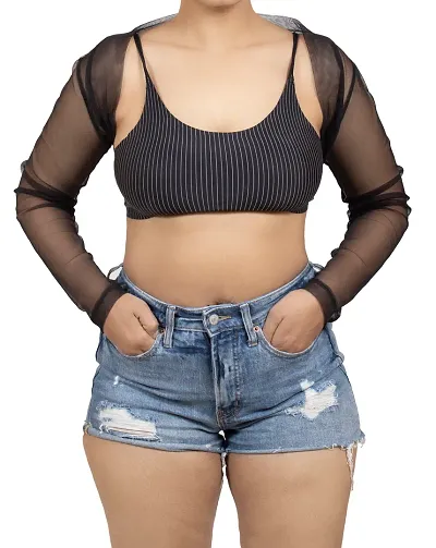 Summer Ready Through Front Open Casual And Partywear Crop Shrugs For Women