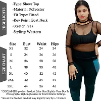 Trendy Black Boat Neck See Through Full Sleeves Top for Women-thumb3